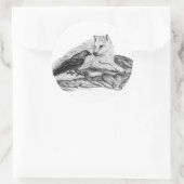Wolf en Raven, zwart-wit Ronde Sticker (Tas)