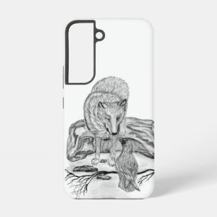 Wolf en Raven, zwart-wit Samsung Galaxy Hoesje