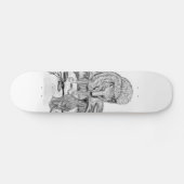 Wolf en Raven, zwart-wit Skateboard (Horizontaal)