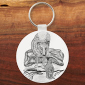 Wolf en Raven, zwart-wit Sleutelhanger (Voorkant)
