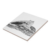Wolf en Raven, zwart-wit Tegeltje (Zijkant)