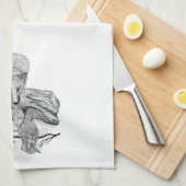 Wolf en Raven, zwart-wit Theedoek (Quarter Fold)