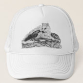 Wolf en Raven, zwart-wit Trucker Pet (Voorkant)