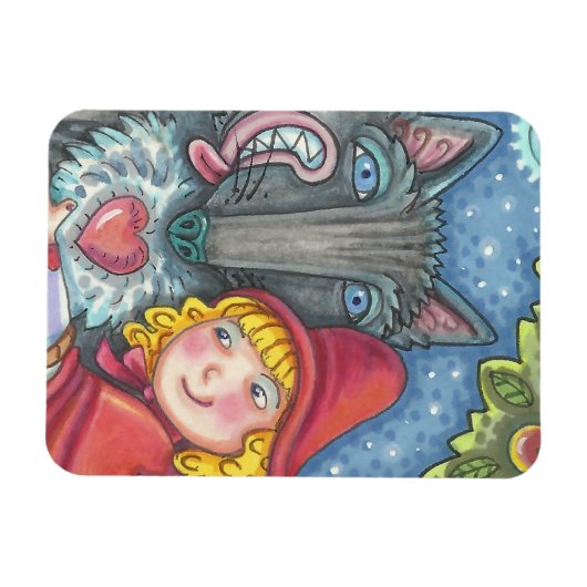 Wolf en Red Riding Hood MAGNET *Aanpassen Magneet (Horizontaal)