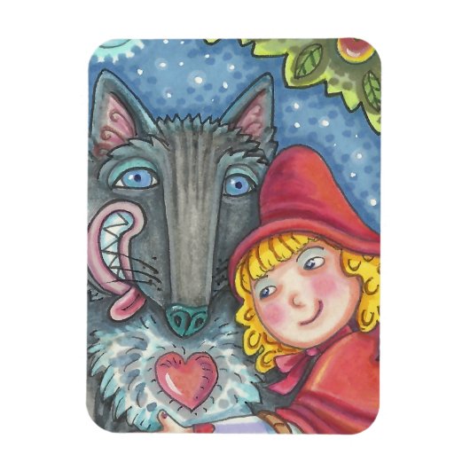 Wolf en Red Riding Hood MAGNET *Aanpassen Magneet (Verticaal)