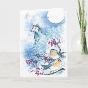 Wolf en Robins Snow vouwden winterkaart