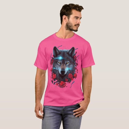Wolf en Rozen bliksem T-shirt (Voorkant volledig)
