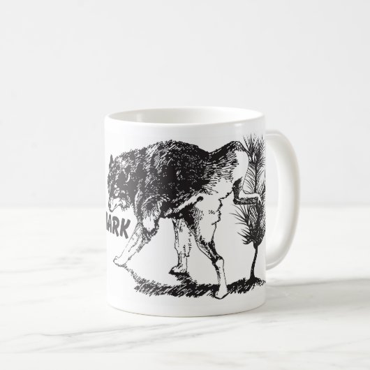 Wolf en slogan cup art koffiemok (Voorkant rechts)