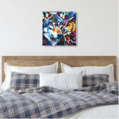 Wolf en Uil Levendig en Kleurrijk Canvas Afdruk (Insitu (Slaapkamer))