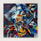 Wolf en Uil Levendig en Kleurrijk Legpuzzel (Horizontaal)