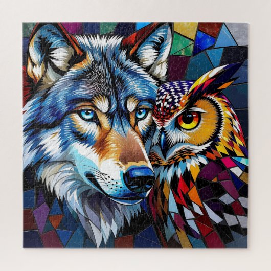 Wolf en Uil Levendig en Kleurrijk Legpuzzel (Verticaal)