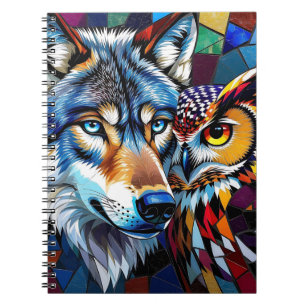 Wolf en Uil Levendig en Kleurrijk Notitieboek
