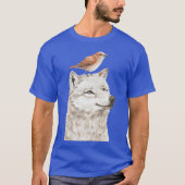 Wolf en vogel grappig t-shirt (Voorkant)