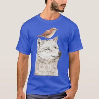 Wolf en vogel grappig t-shirt