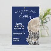 Wolf en Volle Maan in Sterrennacht Sky Kaart (Staand voorkant)