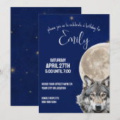 Wolf en Volle Maan in Sterrennacht Sky Kaart (Voorkant / Achterkant)