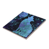 Wolf en Volle Maan Keramische Tegel - Schilderen Tegeltje (Zijkant)