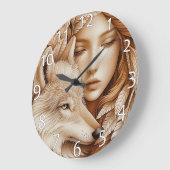 Wolf en vrouw in veren grote klok (Hoek)