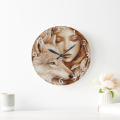 Wolf en vrouw in veren grote klok (Huis)