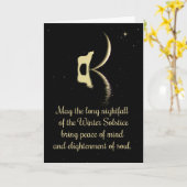 Wolf en wassende maan Winterzonnewende Zegeningen Kaart (Gele Bloem)