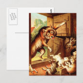 Wolf en zeven jonge Kinderen ~ Fairy Tale Art Pain Briefkaart (Voorkant / Achterkant)