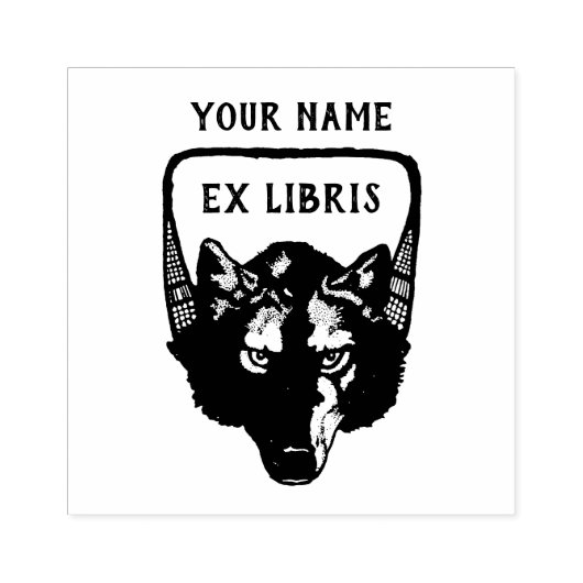Wolf Ex Libris Bookplaat Rubberstempel (Afrduk)