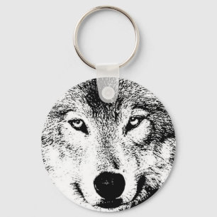 Wolf Eye Zwart Wit Creative Ink Artwork Sleutelhan Sleutelhanger