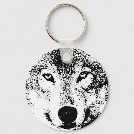 Wolf Eye Zwart Wit Creative Ink Artwork Sleutelhan Sleutelhanger (Voorkant)