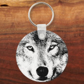 Wolf Eye Zwart Wit Creative Ink Artwork Sleutelhan Sleutelhanger (Voorkant)