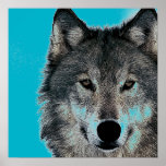 Wolf Eyes Artwork Blue Pop Art Poster<br><div class="desc">Wild Animal Digital Artworks,  Paintings,  Pictures and Images</div>