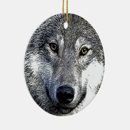 Wolf Eyes Artwork Keramisch Ornament (Rechts)