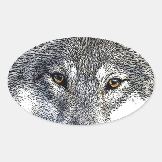 Wolf Eyes Artwork Ovale Sticker (Voorkant)