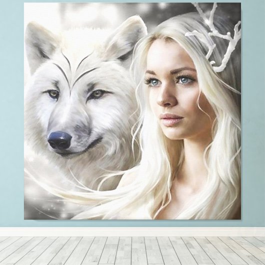 Wolf Eyes Canvas Afdruk (Insitu (Houten vloer))