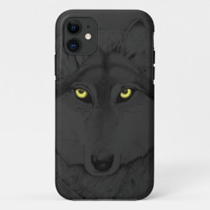 Wolf Eyes II (gele ogen) - grijs iPhone 11 Hoesje