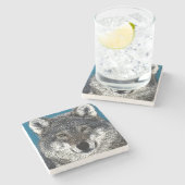 Wolf Eyes Stenen Onderzetter (Zijkant)