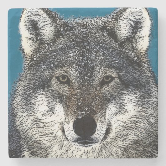 Wolf Eyes Stenen Onderzetter (Voorkant)