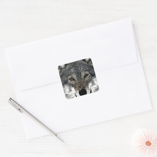 Wolf Eyes Vierkante Sticker (Envelop)
