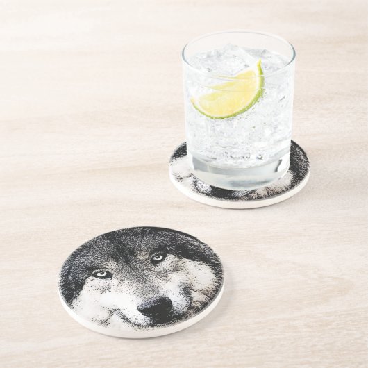 Wolf Eyes Zandsteen Onderzetter (Zijkant)