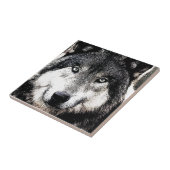 Wolf Eyes - Zwart en wit, vrij dierenwerk Tegeltje (Zijkant)
