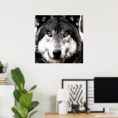 Wolf Eyes - Zwart & Wit Kunstwerk van Wilde Dieren Poster (Thuiskantoor)
