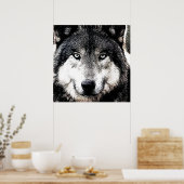 Wolf Eyes - Zwart & Wit Kunstwerk van Wilde Dieren Poster (Keuken)