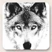 Wolf Face. Digital Wildlife Afbeelding. Bier Onderzetter (Voorkant)
