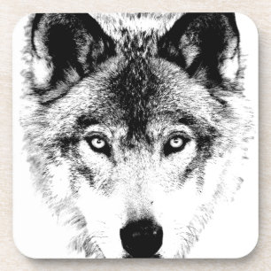 Wolf Face. Digital Wildlife Afbeelding. Bier Onderzetter