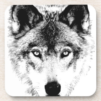 Wolf Face. Digital Wildlife Afbeelding. Bier Onderzetter