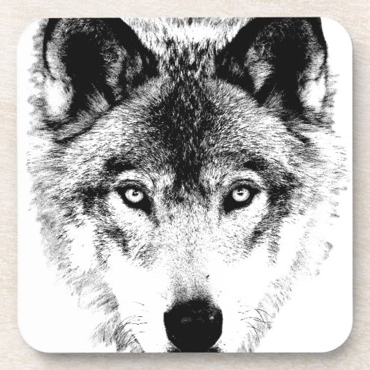Wolf Face. Digital Wildlife Afbeelding. Bier Onderzetter (Voorkant)