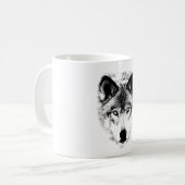 Wolf Face. Digital Wildlife Afbeelding. Koffiemok (Voorkant links)