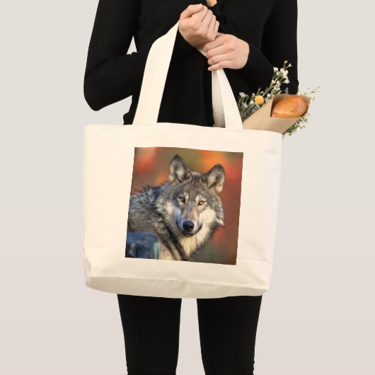 Wolf Face Foto Grote Tote Bag (Voorkant (product))