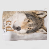 Wolf face head-naam golfhanddoek (Horizontaal)
