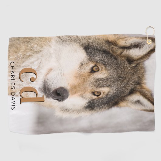 Wolf face head-naam golfhanddoek (Horizontaal)