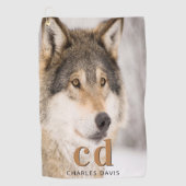 Wolf face head-naam golfhanddoek (Voorkant)